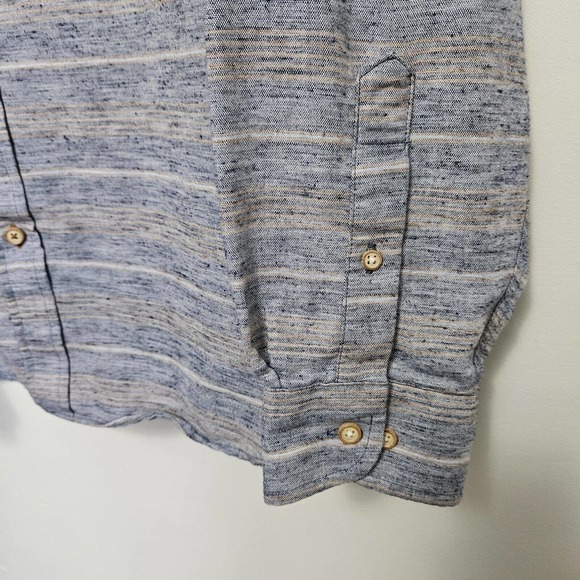 ROWN Men's Lg Long Sleeve Button Down Collar Cotton Blend Shirt Blue Heathered - Picture 4 of 10